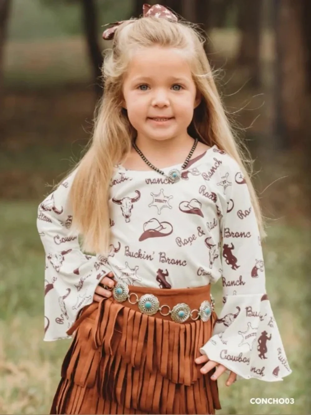 Toddler faux silver and turquoise concho western belt